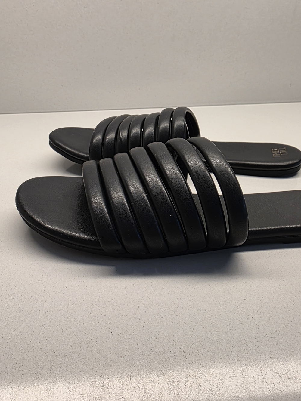Time and Tru Black Padded Multi-Strip Slide Sandals for Women - Picture 5 of 6